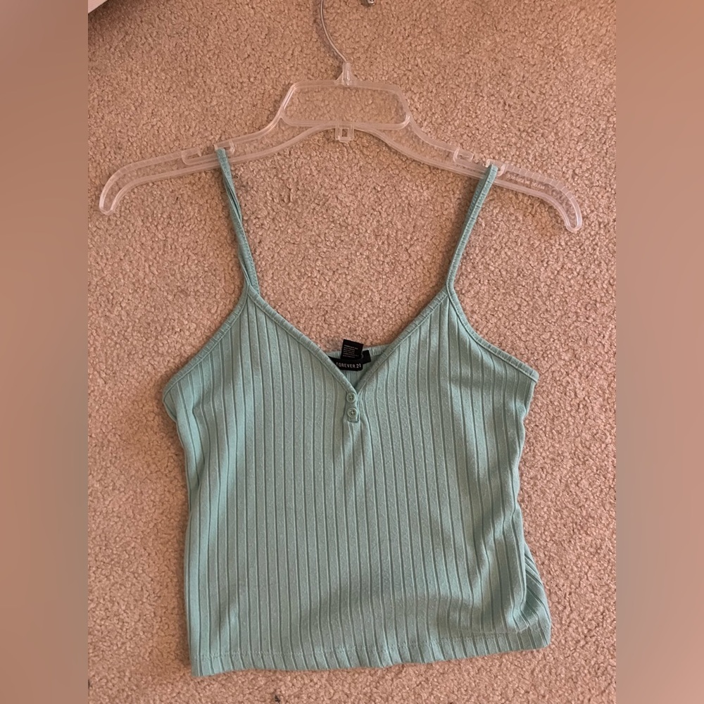 forever 21 cami blue-ish/green buttons